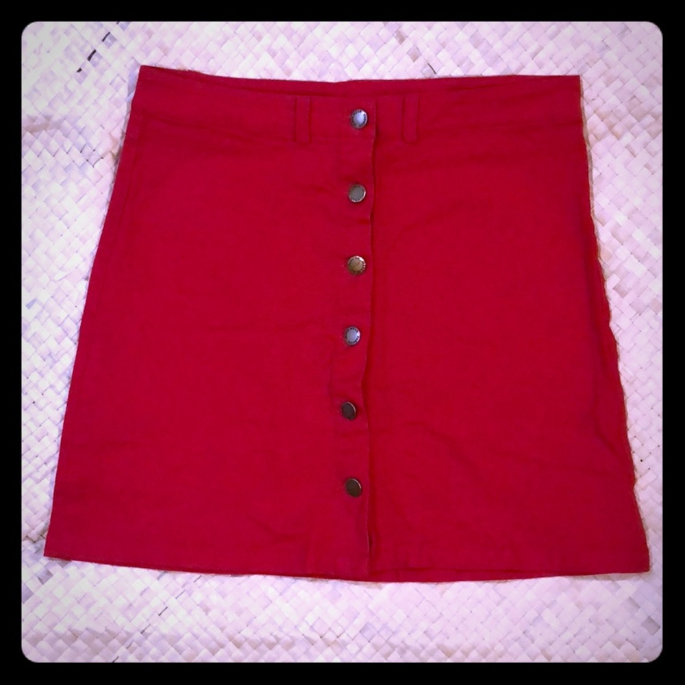 Red Jean Skirt